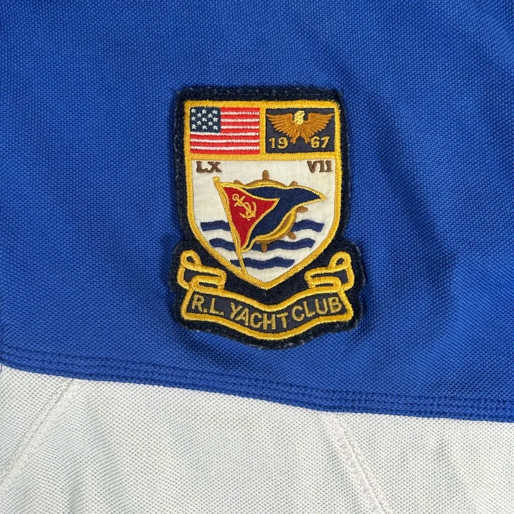 Polo Ralph Lauren nautical rugby blue white polo shirt with crest logo - Picture 2 of 15